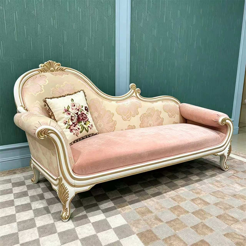 82.68"French solid wood upholstered queen-sized chair
