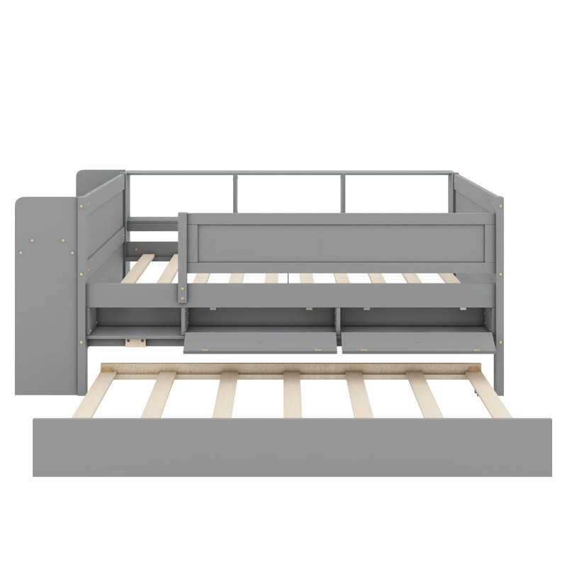 Versatile Twin Daybed With Built-In Drawers And Trundle Bed, Headboard Storage Compartments, Tables, And Convenient USB Charging Station