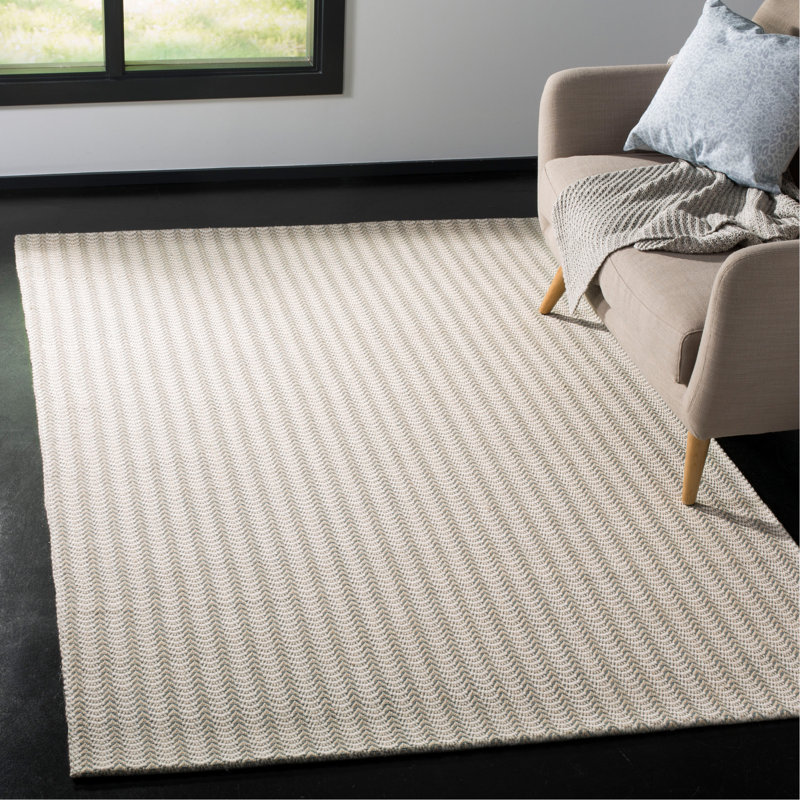 Tapis gris en viscose / laine crocheté à la main Cherif Wilton, Rectangle 4 pi x 6 pi