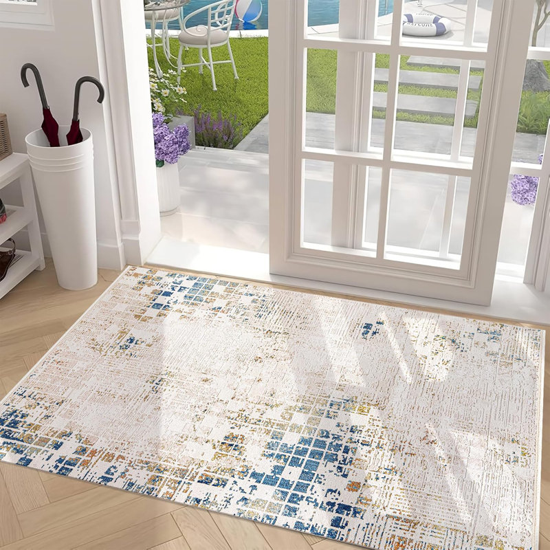 Indoor Area Rugs Low Pile Bedroom Rug Non Slip Floor Mat Soft Entryway Carpet Pad for Hallway ZN001, Rectangle 80 x 150 cm