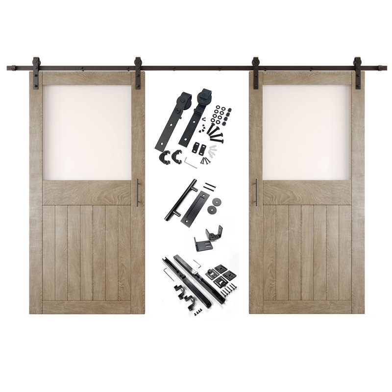 Portes de grange non assemblées et finies en verre à double vitrage de 42 po x 84 po Homacer Classic de Homacer