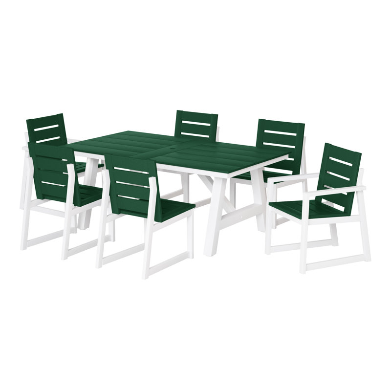 Ensemble repas d'extérieur 7 pièces 7 pièces, Vert