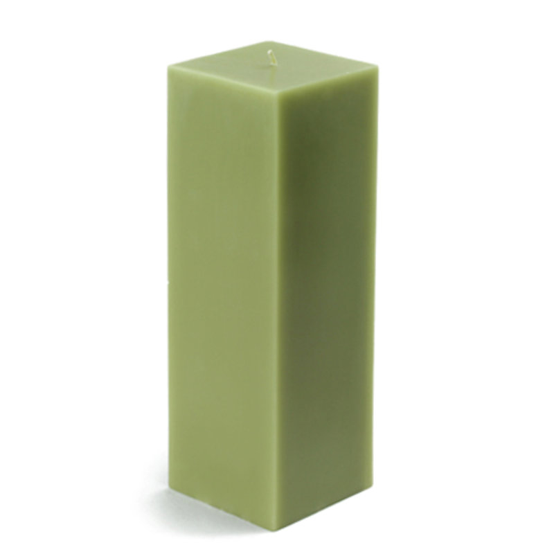 Bougie cylindrique sans parfum, Carré vert sauge