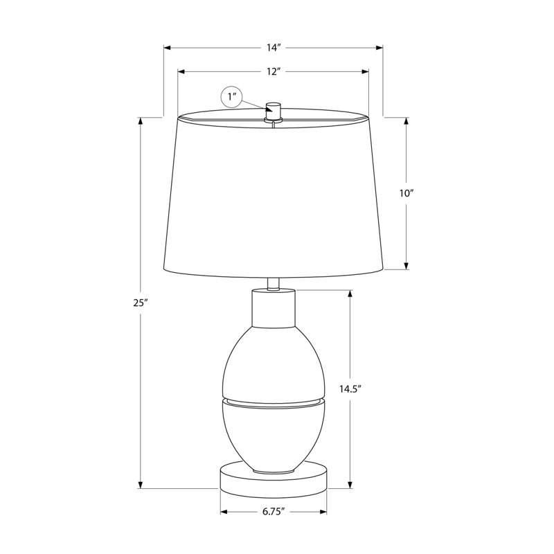 Lighting, H 25 po, lampe de table, résine, abat-jour, contemporain, moderne, Noir, Gris