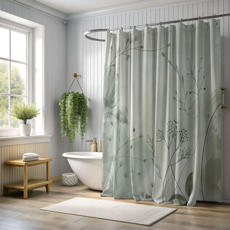 Rideau de douche simple 1 pièce, H 74 po x l 71 po