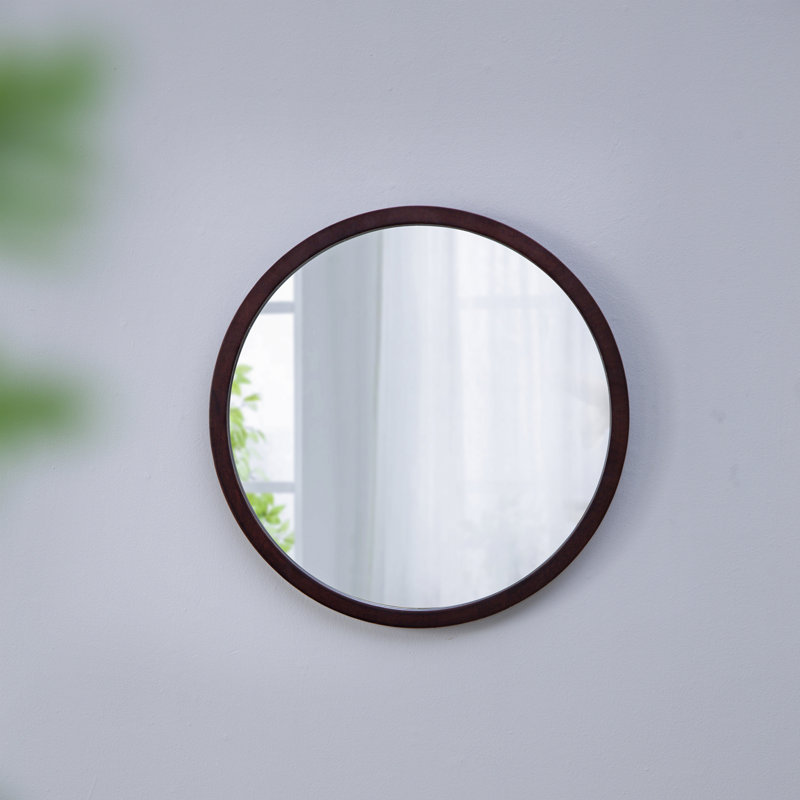 Miroir mural circulaire avec cadre en bois, Noyer