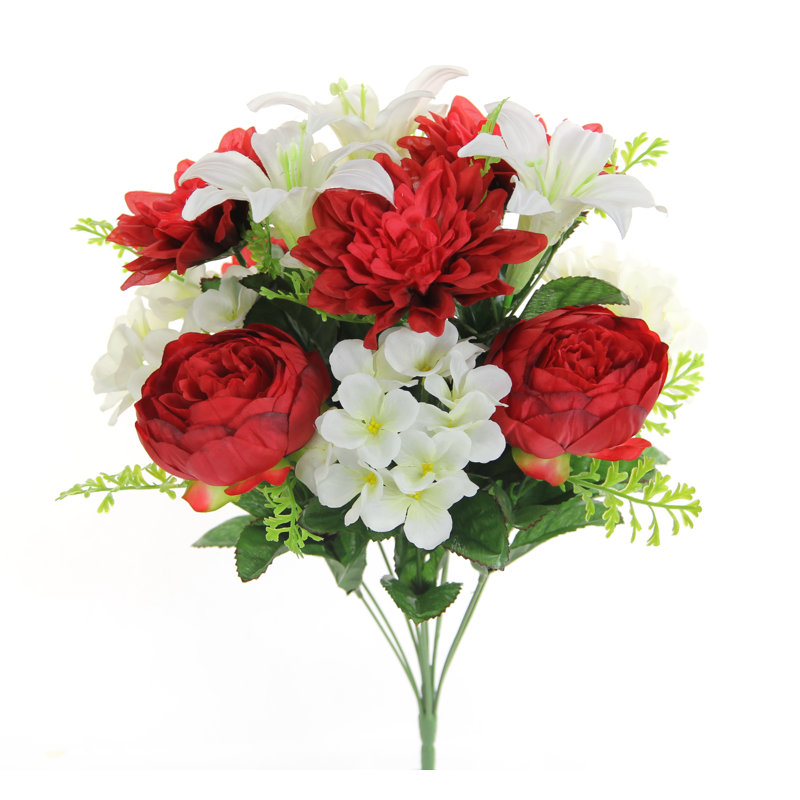 Arrangement floral mixte, Rouge / Crème