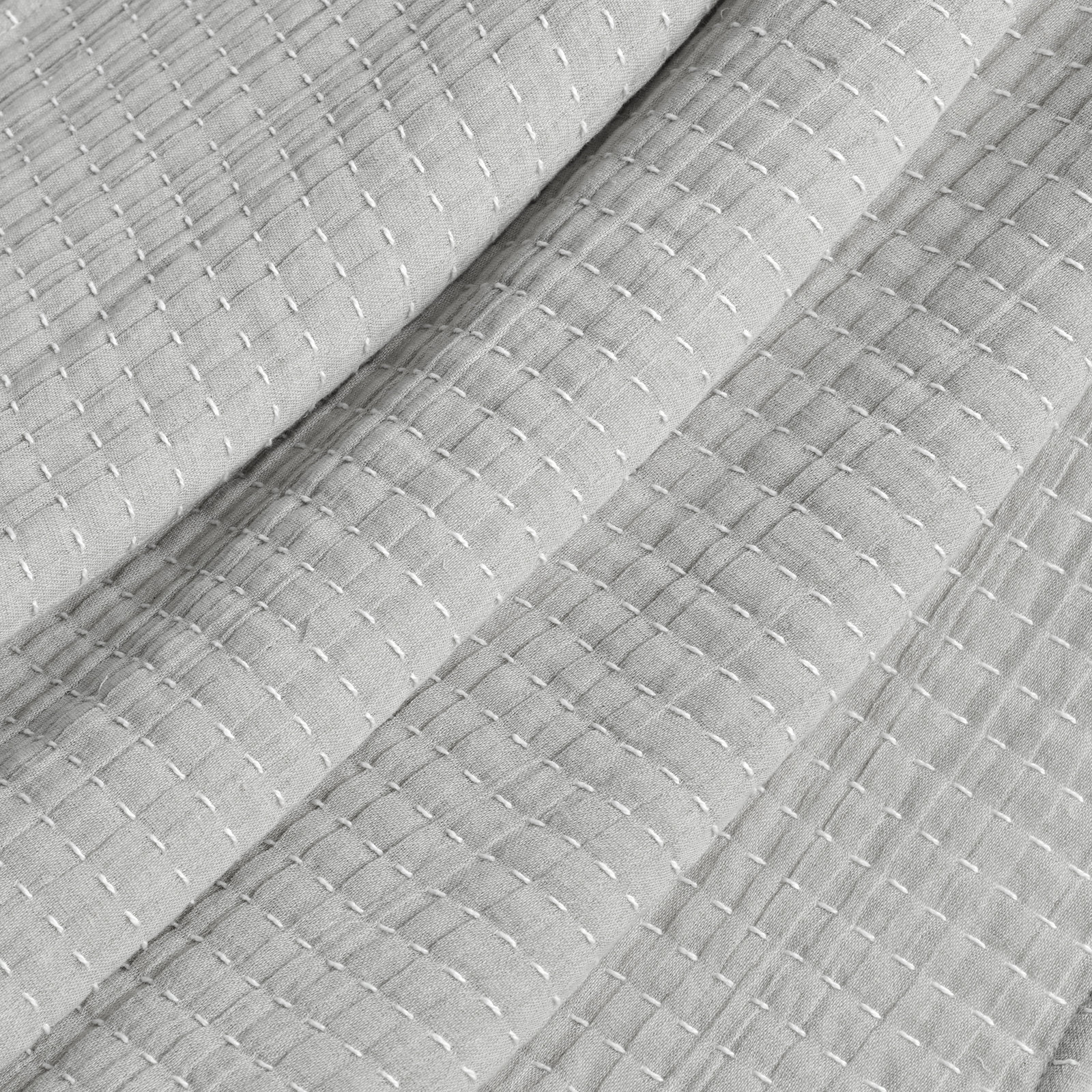 Windcrest Cotton Hand Woven Throw Blanket, Light Gray/Off White