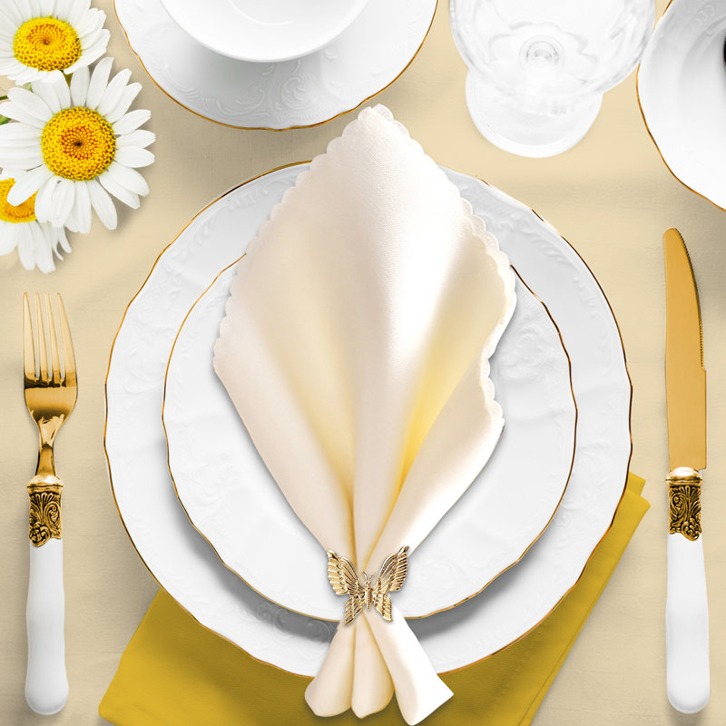 Gold Butterfly Napkin Ring Set of 4 with textured wings Design for Elegant Dining Table Decor