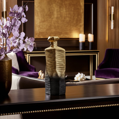 Burdetta Modern Decorative Metal and Aluminum Vase with Sculptural Geometric Neck and Textured Glam Design