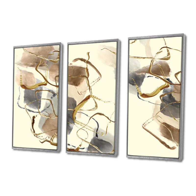 Blanc, gris et blanc, marbre peint à la main acrylique acrylique - ensemble d'art moderne sur toile encadrée moderne de 3