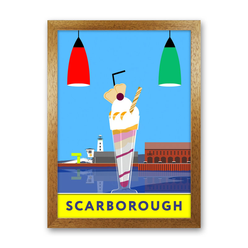 Icecream At Scarborough by Richard O'Neill - Print, 46cm H x 34cm W x 3cm D, Brown Framed