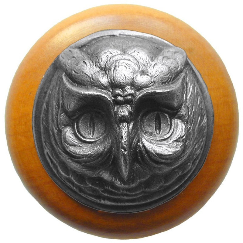 Great Outdoors Mushroom Knob, Antique Pewter / Maple Wood