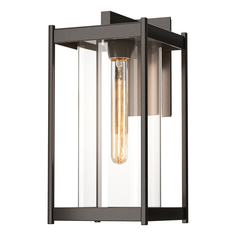 Cela Outdoor Wall Lantern, Coastal Bronze, 16.3" H x 8" W x 8.9" D, Clear Glass