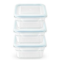 Glasslock Square Tempered Glass Food Container Set of 3 490ml/17oz 