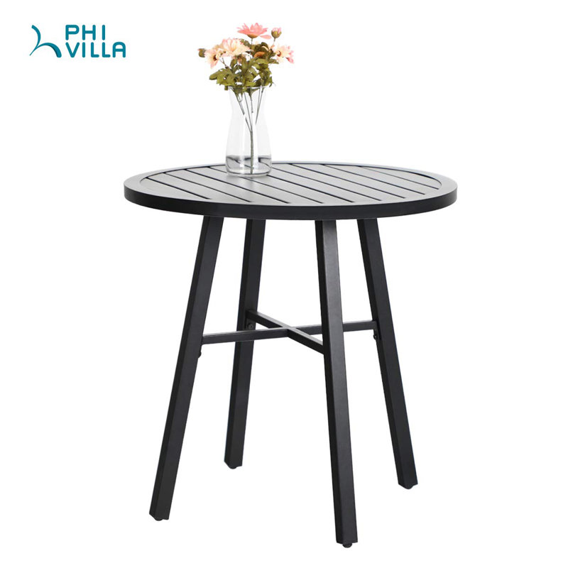 E-Coated Wrought Iron Stackable Patio Dining Chairs, Black, Set of 2
