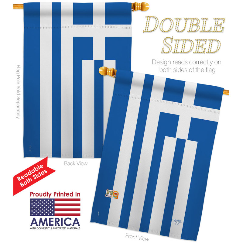 Drapeau de la Grèce à 2 faces en polyester 3 pi 3 po x 2 pi 3 pi