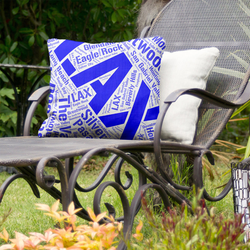 Coussin intérieur/extérieur los angeles, Oui, Bleu, H 18 po x l 18 po