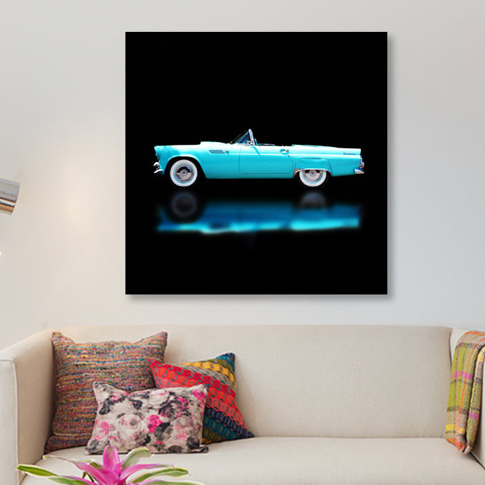 « 1956 ford thunderbird convertible », reproduction de photo sur toile, H 12 po x l 12 po x P 0,75 po, Pas de tapis