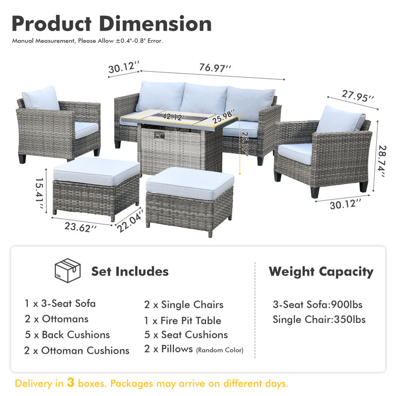 Harbin 5 - Person Patio Conversation Set with Cushions, Light Gray
