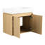 Meuble-lavabo 24 po avec lavabo en céramique, lavabo mural à fixation murale, armoire de rangement en bois à deux portes, lavabo fonctionnel en chêne - pour salle de bain, qualité-872168544