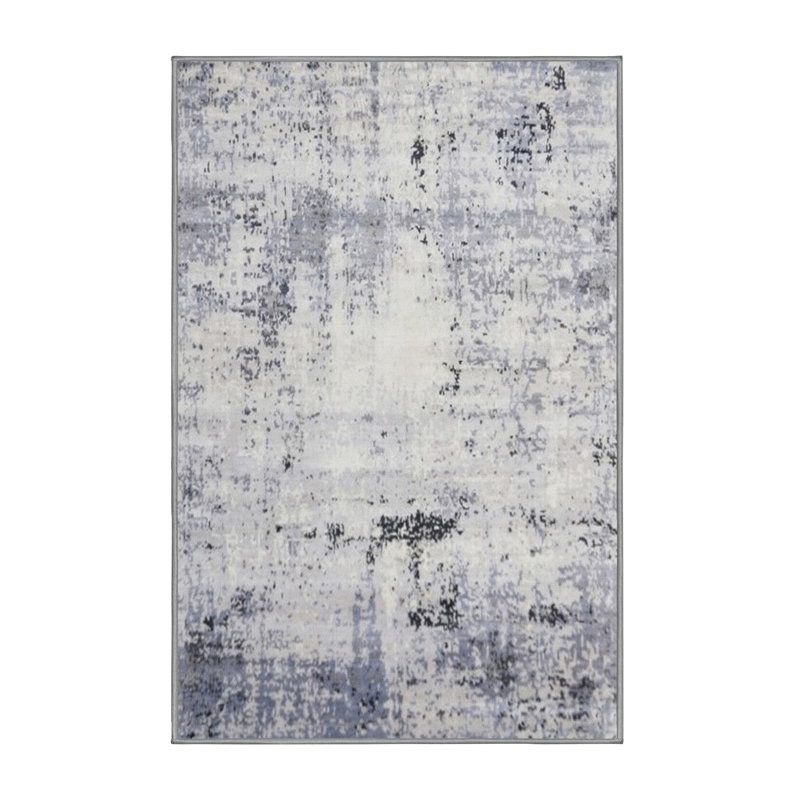Tapis ivoire / bleu à motif abstrait Burrton, Rectangle 4 pi x 6 pi