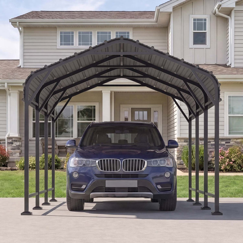 Abri d'auto robuste en métal 10 pi x 15 pi avec structure en acier renforcé, 10' x 15'