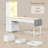 Barbarino Computer Desk With 5 Drawers And Bookshelf Led Lights For Small Spaces-77773647
