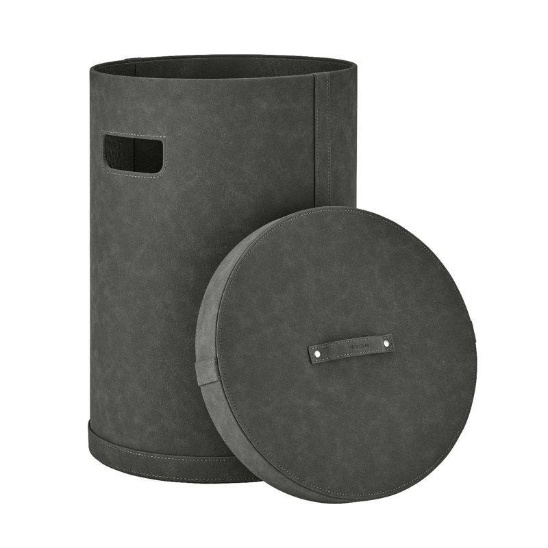 SAHLA Leather / Faux Leather Storage Bin Set, Gray, 71.2