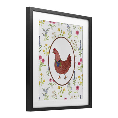 Farm Friends Rooster & Herbs Framed Print Under Glass, design by Nina Jacobs