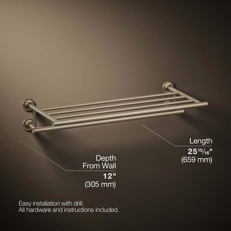 Purist Hotelier Wall Shelf, Vibrant Brushed Bronze