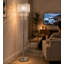  Lampe sur pied 59,25 po chrome Glam avec abat-jour tambour en cristal et interrupteur au pied. 