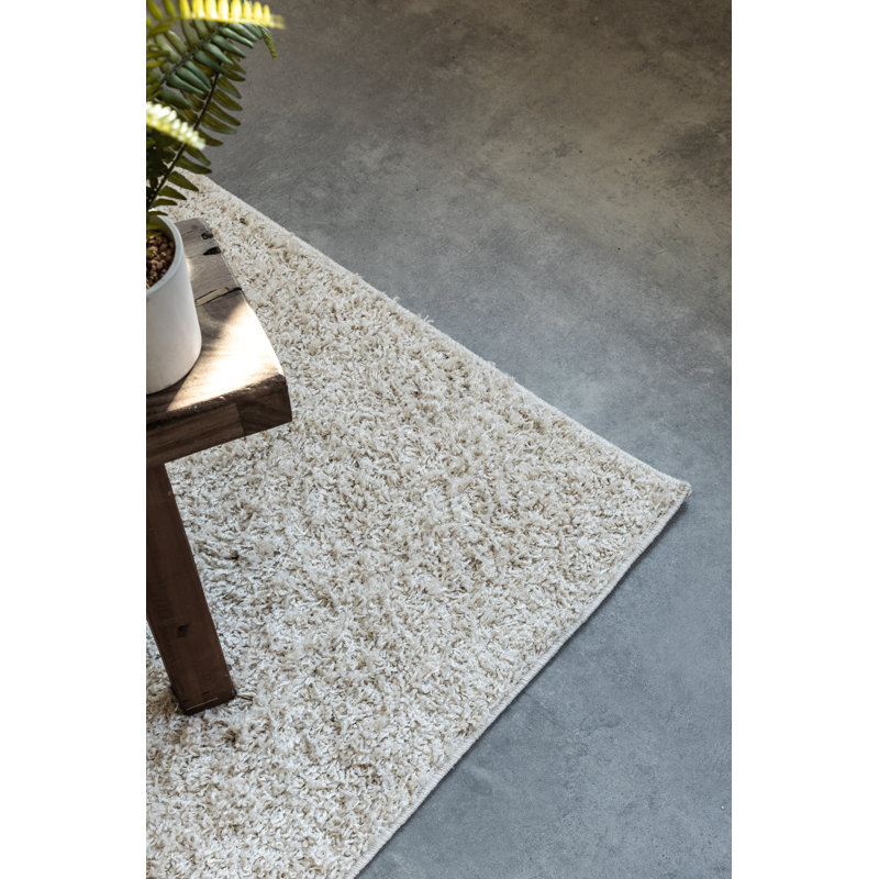Solid Colour Machine Woven Cream Area Rug, Rectangle 120cm x 170cm