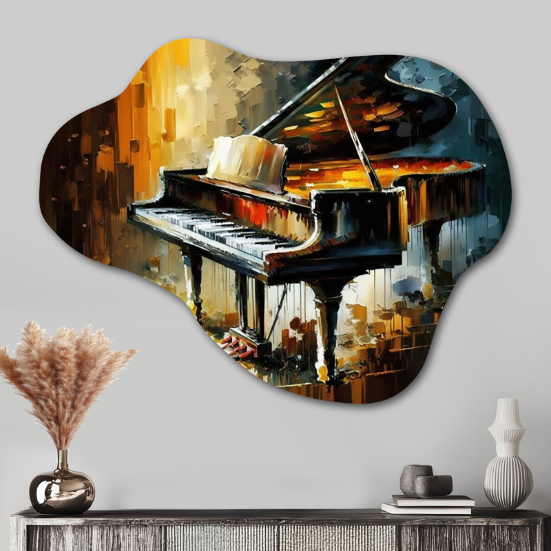 «Piano On Stage - Cloud Music», reproduction d'art murale en métal asymétrique, H 27 po x l 35 po x P 1 po