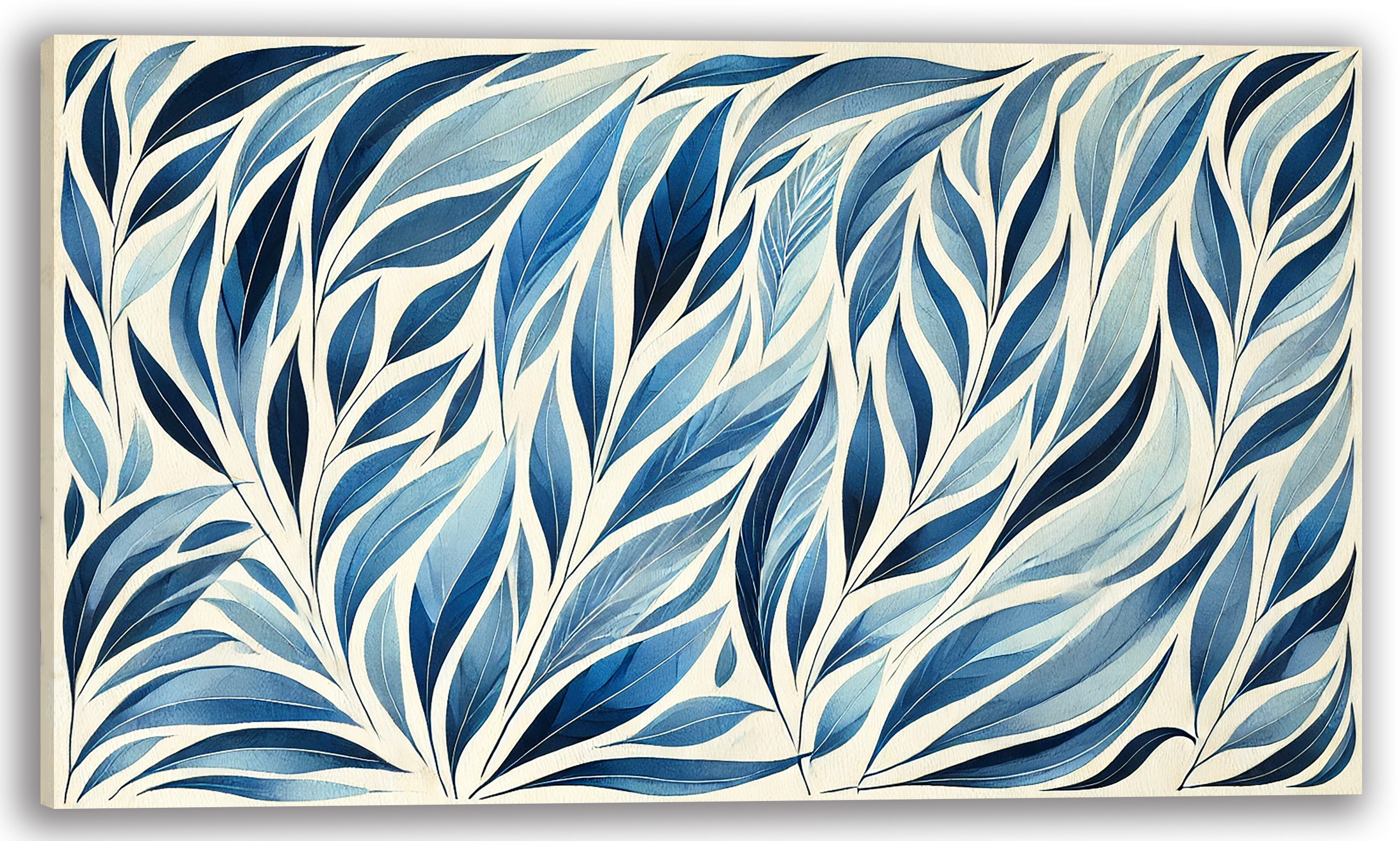 Latitude Run® Blue Harmony Waves Botanical Canvas Wall Art Print ...