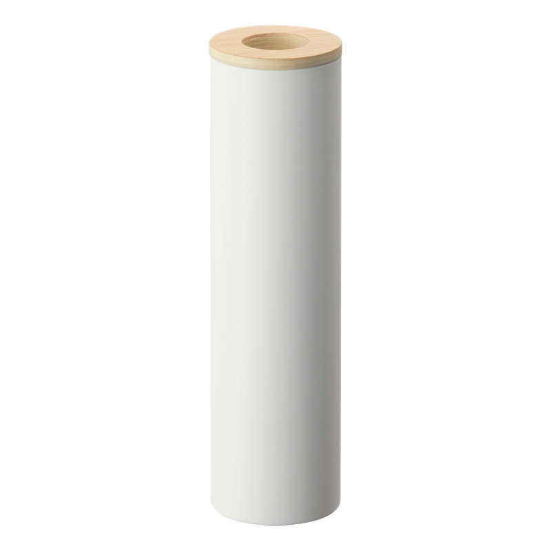 Yamazaki Home Round Tissue Case, Steel And Wood, Small, Lid, Ash