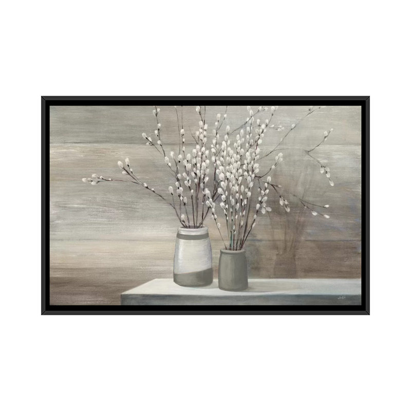 Reproduction d'art graphique sur toile "Pussy Willow Still Life Grey Pots" par Julia Purinton, H 40 po x l 60 po x p 1,5 po