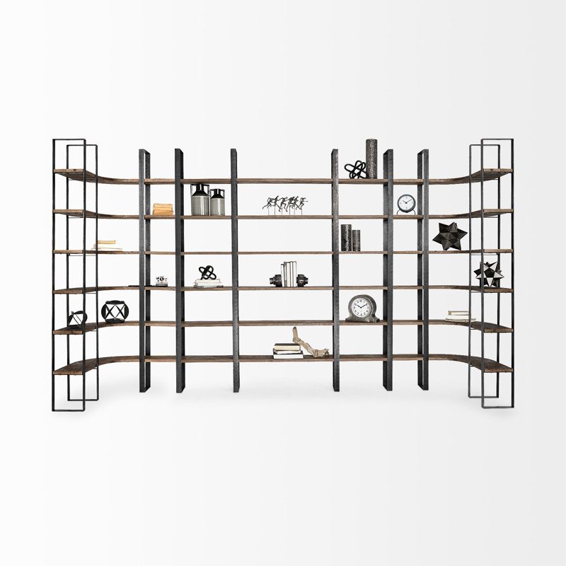 Tauton II 90" Bookcase, Black/Dark Brown