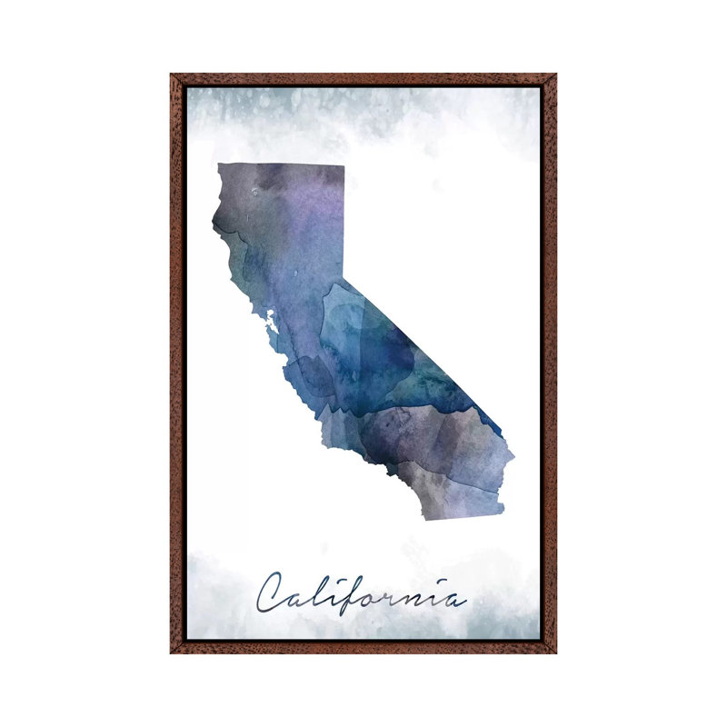 California State Bluish - Print on Canvas, Classic Brown Wood Framed, 101.6 cm H x 66.04 cm W