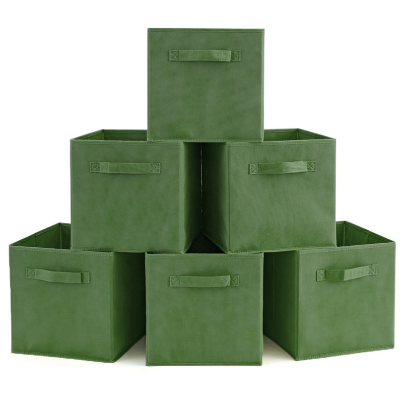 Ebern Designs Fabric Decorative Bin, Kale Green