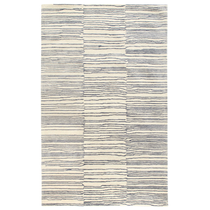 Pewter Blue Hand Tufted Wool Rectangular 5' x 8' Rug