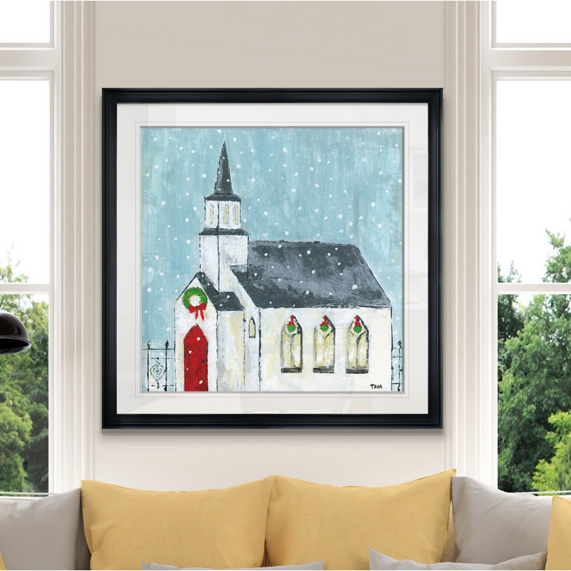 « christmas night », peinture, H 16 po x l 16 po x P 1,5 po, Cadre noir