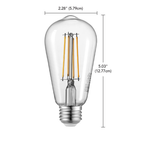 Ampoule à DEL 8 W (équivalente à 60 W) blanc lumière du jour (5000K) à intensité variable ST19, 5000 kelvins, Lumière du jour