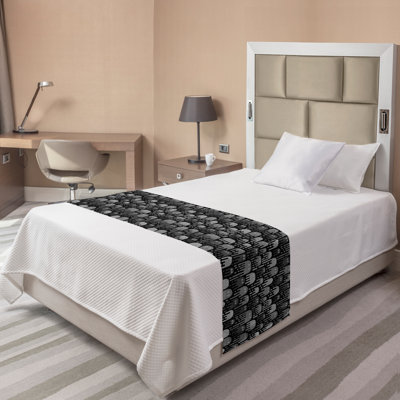 Ambesonne Alien Bed Runner Funny Ghost Monster Pattern Grey and Charcoal Grey