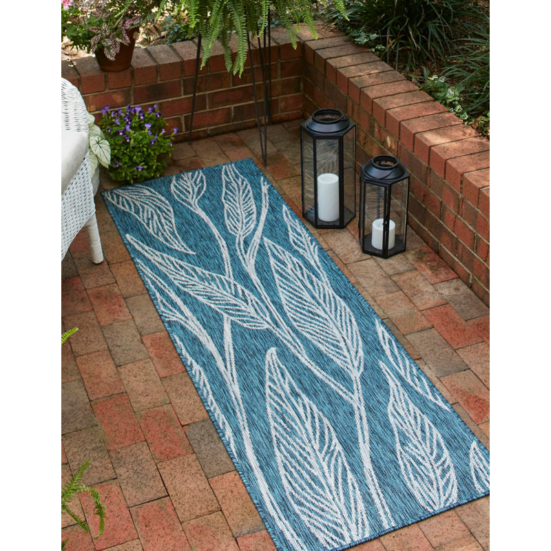 Tapis bleu sarcelle Yvelines, Tapis de couloir 2 pi x 6 pi 1 po