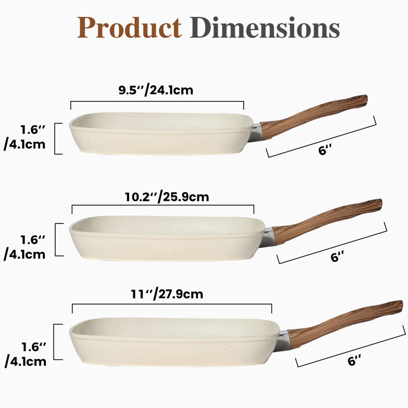 Ensemble de poêles à frire antiadhésives, Beige