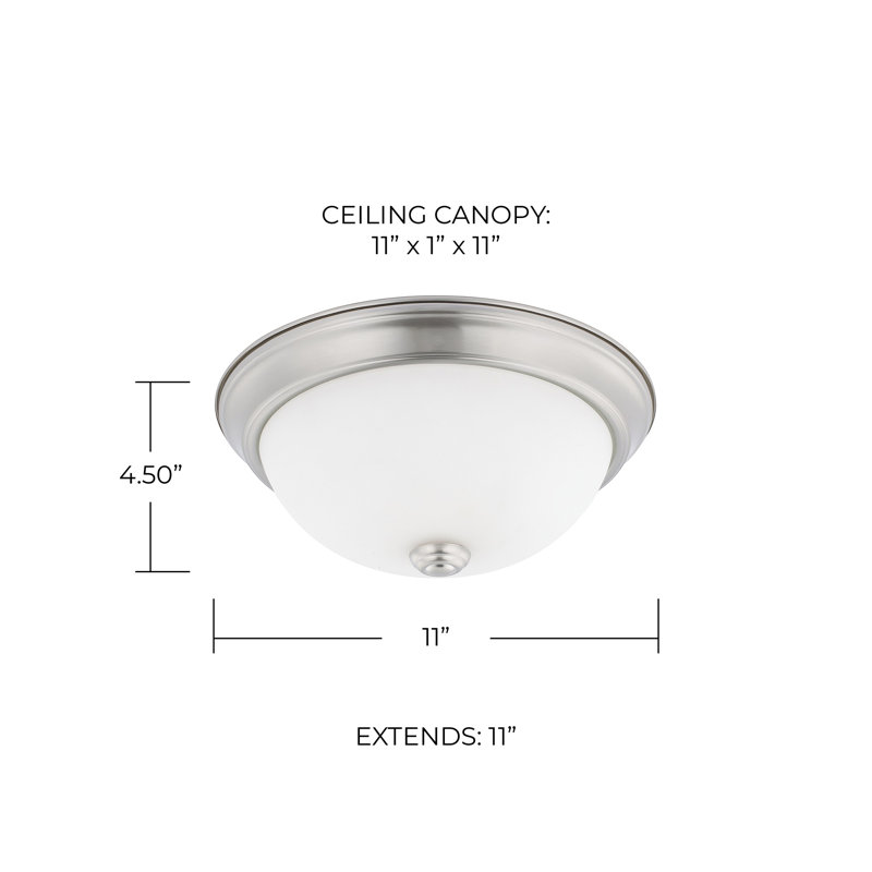 Independent Flush Mount, Brushed Nickel, Soft White Glass, 4.5'' H x 11'' W x 11'' D