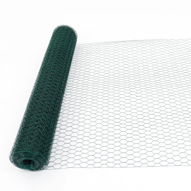 Fil de poulet vert floral hexagonal galvanisé de grande taille 60M, filet de volaille extérieur antirouille pour le jardin, grande clôture de poulailler