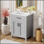 Ensemble de meuble-lavabo de 24 pouces avec lavabo en céramique, portes à fermeture douce et grand espace de rangement pour les espaces compacts