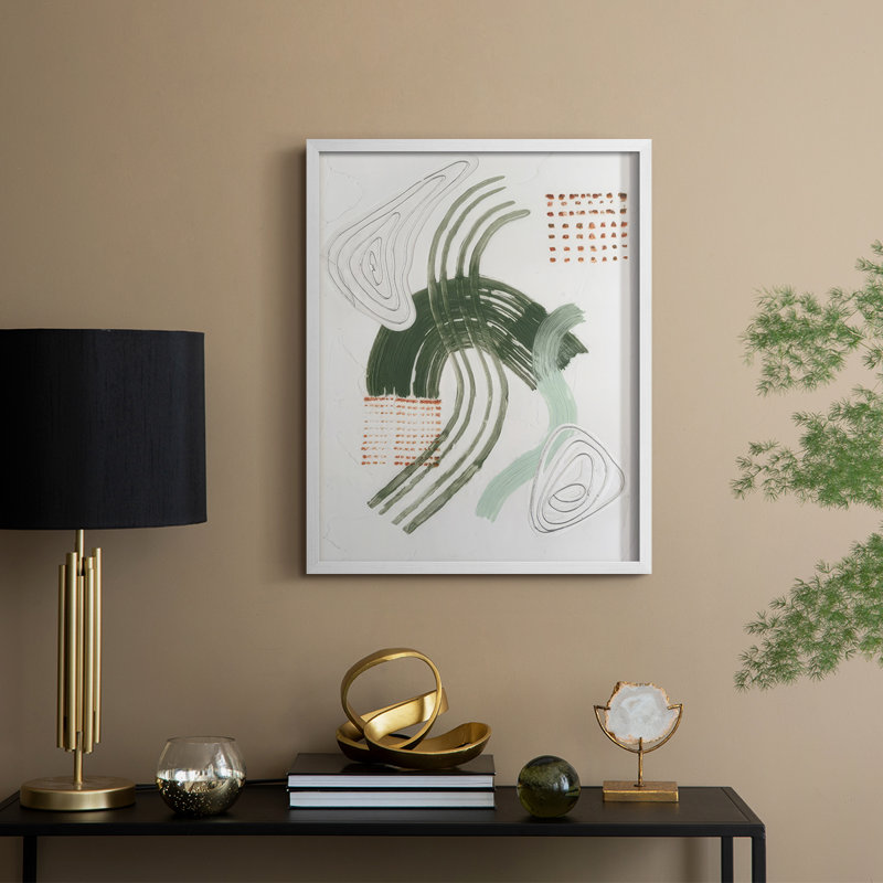 Jade Rhythm I Framed Print - Solid Wood, 11" H x 9" W, White